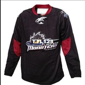 Full broderi Anpassa Ahl Cleveland Lake Erie Monsters Hockey Jersey Stitch Lägg till valfritt namnnummer