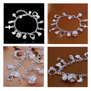 Braccialetti per ragazze con gioielli da donna placcati in argento 925 con fascino carino regolato Braccialetti con 13 braccialetti con ciondoli Regalo per feste