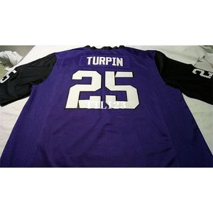 2324 #25 Purple Kavontae Turpin TCU rogaty żaby Absolwentne koszulka college