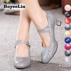 Women Ladies Modern Ballroom Party Tango Waltz Dance Dancing Shoes Indoor Mid Heeled 5.5cm Dance Practice Shoe