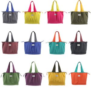 DHL50pcs Borse per la spesa Donna Nylon Plain Pieghevole Protable Protezione ambientale Borsa con coulisse Colore della miscela