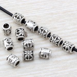 200PCs Antik Silver Alloy Daisy Barrel Spacer Pärlor 7x8mm För Smycken Gör Armband Halsband DIY Tillbehör D11