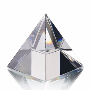 H&D 3.9'' Energy Healing Egypt Egyptian Crystal Glass Pyramid Clear Rare Feng Shui Crystals Craft Ornaments for Home Decor T200710