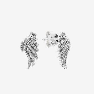 ingrosso Feather Diamond Earrings-Reale Jewelry Silver Wing Orecchino estivo per CZ diamante scintillante orecchini della piuma con box