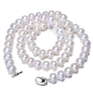 White Natural Freshwater Pearl Necklace For Women Gift 8-9mm Necklace Beads Jewelry 45cm Length Necklaces Fashion Jewelry SPEZ Q0531