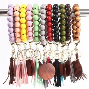 Tassel Bracelet Keychain Arts and Crafts DIY Wooden Key different color GCB14425