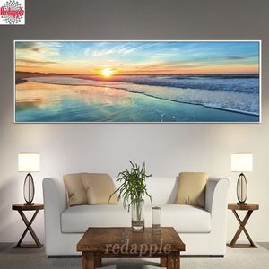 Sunset Seascape Алмазные картины Большой крест с высоким вышивкой Алмазная вышивка Море Изображение горный хрусталь Алмазная мозаика 5D Icone Decor 201112