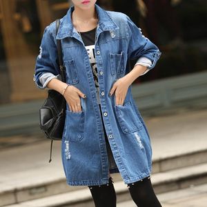 Coreano Harajuku Mulheres Denim Jacket Outono Inverno Túnica vento Jean Jacket soltas manga comprida Feminino Coats Tamanho Grande Feminino