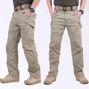 Nowe Męskie Spodnie Tactical Casual Wiele Kieszonkowy Elastyczność Wojskowy Urban Commuters Tacitcal Spodnie Mężczyźni Slim Grube Cargo Spodnie 5xl G220224
