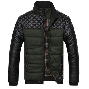 Jaquetas e casacos masculinos 4XL PU Patchwork Designer Outerwear Masculino Moda Inverno Roupas Masculinas