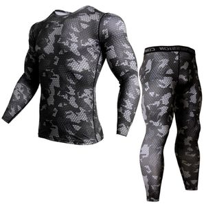 biancheria intima termica rash guard kit MMA Compression Abbigliamento leggings uomo tuta da bodybuilding T-shirt mimetica tuta da uomo LJ201123