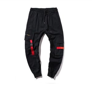 Polyester Kargo Pantolonları toptan satış-Erkek Cepler Kargo Harem Pantolon Hip Hop Moda Erkek Joggers Casual Streetwear