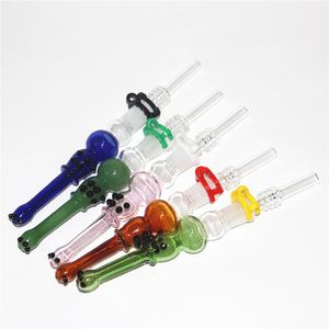 Rauchen Shisha Mini Nektar Kit 14mm Dab Strohöl Rigs Glaswasserrohr Edelstahl Quarzspitze