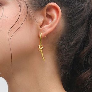 Stud Unique Design Trendy Knot Modelling Earrings For Women Minimalist Statement Gold Silver Color Twisted Metal Earrings1