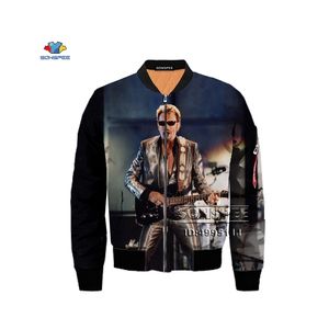 SONSPEE Frankreich Sänger Johnny Hallyday Print Männer Winter Verdicken Bomberjacke Fliegerjacke Casual Army Military Tops LJ201013