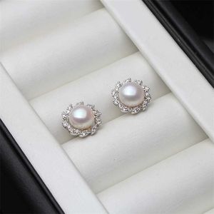 Trendy 925 Sterling Silber Blatt Kleine Ohrstecker Weiß schwarz Natürliche Süßwasser Perle Ohrringe für Frauen Mädchen Edlen Schmuck 220210