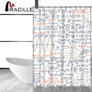 Miracille Funny Chemical Mathematical Formula Printed Bathroom Waterproof Polyester Shower Curtains 12 Hooks Home Decoration T200711