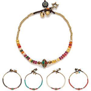 Wholesale tibetan anklets resale online - AMOURJOUX Handmade Tibetan Round Charm Leg Anklets For Women Color Small Beaded Chain Ankle Bracelet Anklet Foot Jewelry T200901