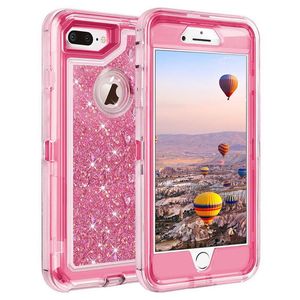 Bling Crystal Ciecz Brokat 360 Protect Designer Cell Cels Case Robot Wstrząśnicze tylna pokrywa dla iPhone 13 12 11 Pro Max Note 20 S20 Plus