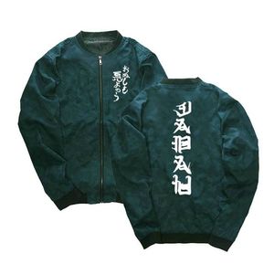 Drop Shipping Evil Kanji Kurtki Mężczyźni Kanji Print Płaszcze Stojak Kołnierz Wiatrówka Streetwear Płaszcz Mężczyźni Ubrania Hip Huch Homme Jacket LJ201013