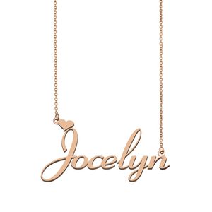 Jocelyn namn halsband hänge anpassad personlig för kvinnor flickor barn bästa vänner mödrar gåvor 18k guldpläterad rostfritt stål smycken