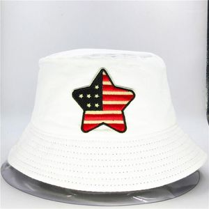 Cloches American Flag Stars Embroidery Cotton Bucket Hat Fisherman Outdoor Travel Sun Cap Hats For Kid Men Women 511