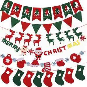 Julfilt Bunting Diy Christmas Bunting Banners Träd Socks Deer Merry Christmas Market Mall Heminredning