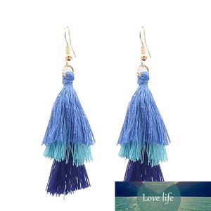 Hot Sale 3 Layered Bohemian Fransed Cheap Statement Tassel Örhängen för Kvinnor Lång droppe Dangle Örhängen Boho Indiska Smycken