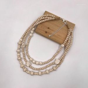 Chokers karakale boho mode smycken krage halsband vaxsladd trä och natursten pärlor jordnära krage kvinnor tillbehör1