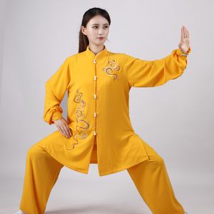 Damskie Dresy Taiji Zestawy Odzież Etniczna Tang Suit Kung Fu Uniform Martial Arts Tai Chi Garnitury Klasyczne Kostium Orientalny Jedwabny