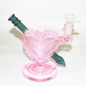 Heady Heart Shape Glas Bongs Hookahs Vattenrör Olja Dab Rigs Bägare Bong Tjocka Små Mini Wax Rigs med skål