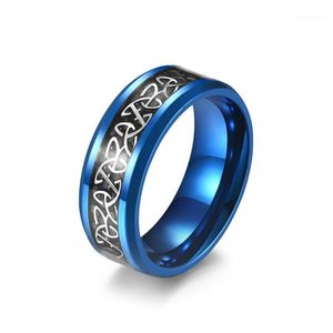 Kluster Ringar Rostfritt stål Blå 8mm Celtics Knot För Män Kvinna Bröllop Engagemang Årsdag Promise Love Gift1
