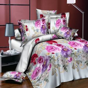 flower print quilt duvet cover pillow case bedding set romantic home decor Skin-friendly soft fabric Good breathability LJ201015