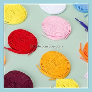 Shoe Parts & Accessories Shoes 2022 Wholesale Double Layer Flat Webbing Shoelace Polyester Hollow Two Layers Shoelaces Colourf 100Cm Mix Col