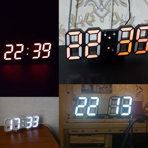 3D светодиодный современный цифровой звуковой контроль стола для рабочего стола тревоги температура ночной свет Saat настенные часы для домашнего декора Y200407