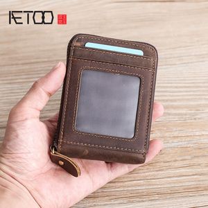 Wholesale true cards resale online - HBP AETOO True pickup bag men s handmade vintage multi card bit wallet simple head layer cowhide short zero wallet