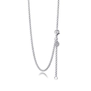 100% 925 sterling silver Rolo kedja halsband smycken Q0531