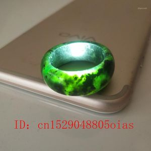 Kluster Ringar Naturlig Svart Grön Hetian Jade Ring Kinesisk Jadeit Amulet Obsidian Charm Smycken Hand Skuren Hantverk Gåvor för Women Men1