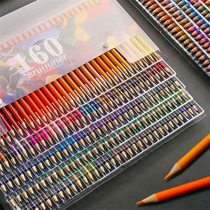 Eskiz Boyama Yağı Kalem Sanatçı Profesyonel Renk Kalemler Set 48/160 Renkler Çocuklar Için Çizim Okul Sanat Malzemeleri 201223