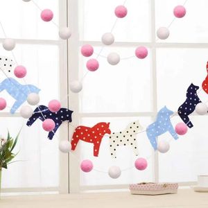 2M Pompom Ball Garland 2cm Pom Banner decoration Nordic Style Wall Hanging Kids Baby Room Home Nursery Wedding Decor party