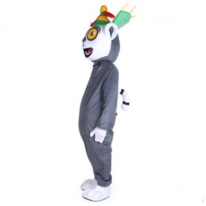 Costume della mascotte del re del Madagascar di Halloween Cartone animato di alta qualità Julian Lemur Lemuroid Personaggio a tema anime Costumi di carnevale di Natale