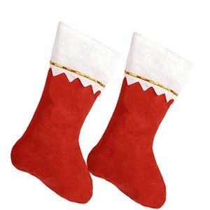 Christmas Stockings Santa Claus Candy Gift Socks Red White Non Woven DIY Sock Christmas Tree Hanging Decoration Supplies BH4342 TYJ