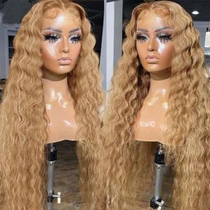 Malaysia Honey Blonde Loose Deep Wave 360 Transparent Lace Frontal Human Hair Pre Plucked Natural Virgin Water Curly T Part