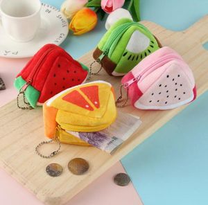 Cartoon Coin Bags Boys Girls Mini Plush Coin Purses Creative Women Key Ring Bag 3D Watermelon Hållare Väskor Små väska