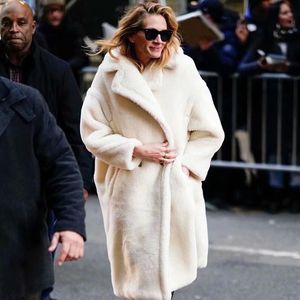 Down-down yaka kıllı tüylü sahte kürk uzun ceket uzun püskürtme mor kadın shearling kabarık x-uzun ceketler sıcak dış giyim kış moda