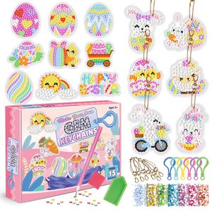 Wielkanoc DIY Keychain 5D DIY Diamond Bunny Egg Malowanie Wisiorek Brelok Dla Kobiet i Dzieci Sprężyna Reunion Party Prezenty