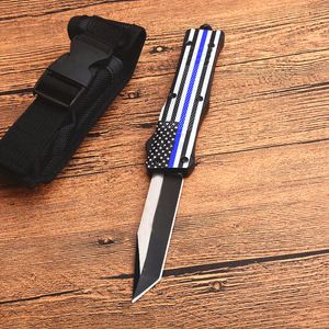 Högkvalitativ blå flagga A161 Auto Tactical Knife 440C Två ton Tanto Point Blade Zn-al Alloy Hantera EDC-knivar med nylonväska