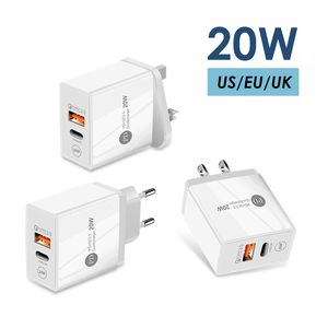 USB / UK / EU Quick USB PD Зарядные устройства Универсальный адаптер Greenport QC3.0 + PD20W USB настенное зарядное устройство быстрой зарядной головы