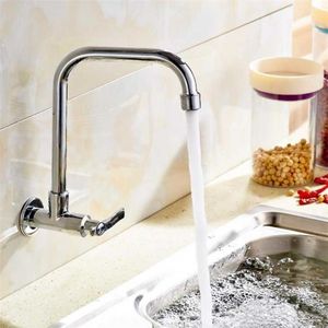 Wall Mount Kitchen 360 Rotating Swivel Basin Sink Faucet Single Handle Cold Tap 220118