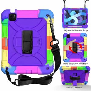 Wholesale waterproof case for samsung tablet for sale - Group buy for iPad air pro Tab T510 Rotating slicone Hybrid Shockproof case stand Shoulder strap